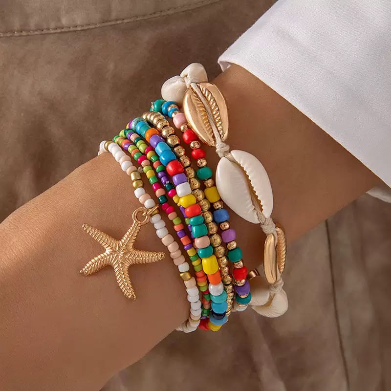 Boho Beach Multi-Layer Bracelet & Anklet Set