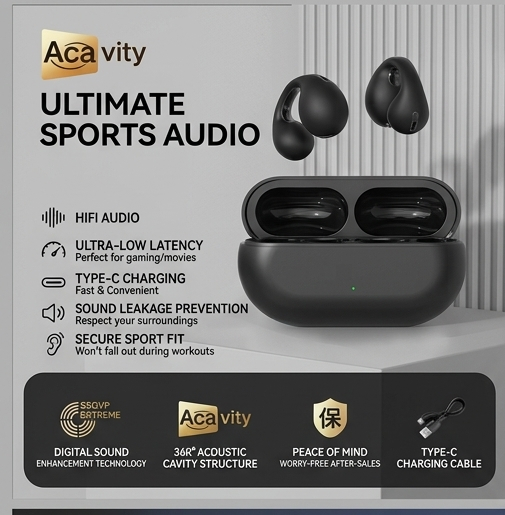 Acavity Extreme - Clip-On Open-Ear Sports Headphones